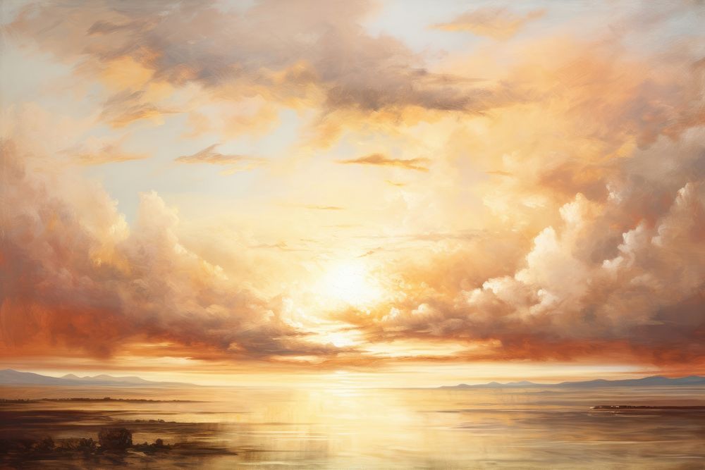 Magnificent sunset painting backgrounds landscape