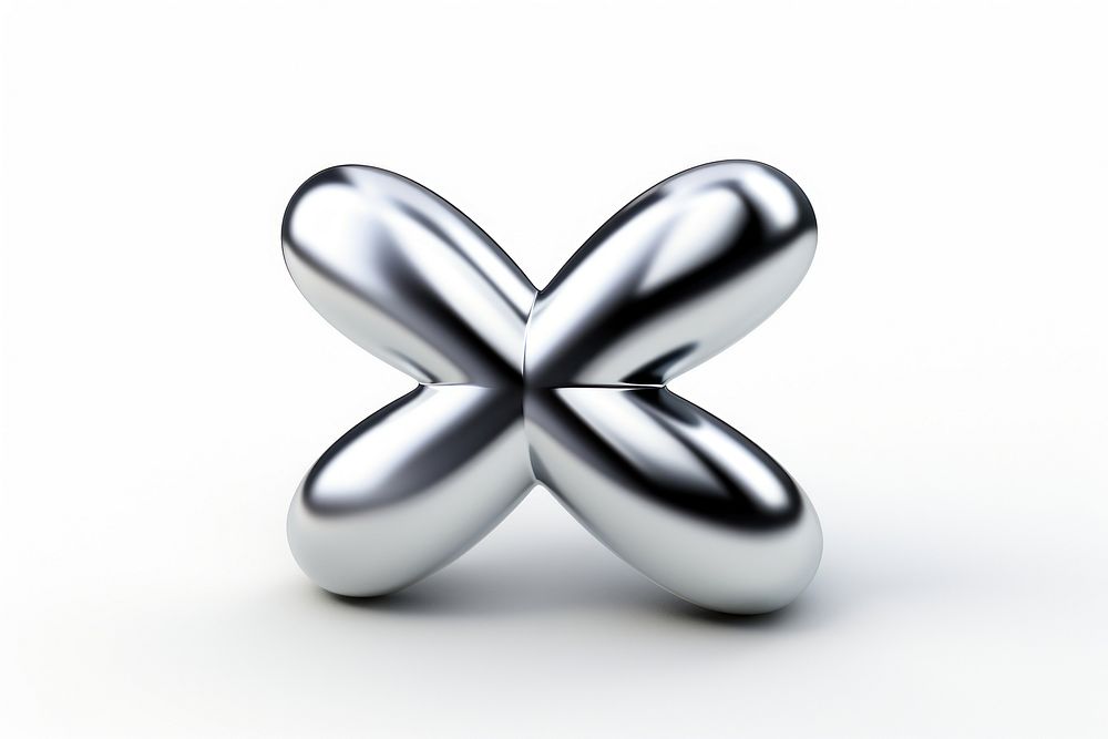 Cross Symbol Chrome material silver shiny shape.