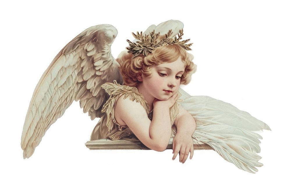 Angel adult white background representation.