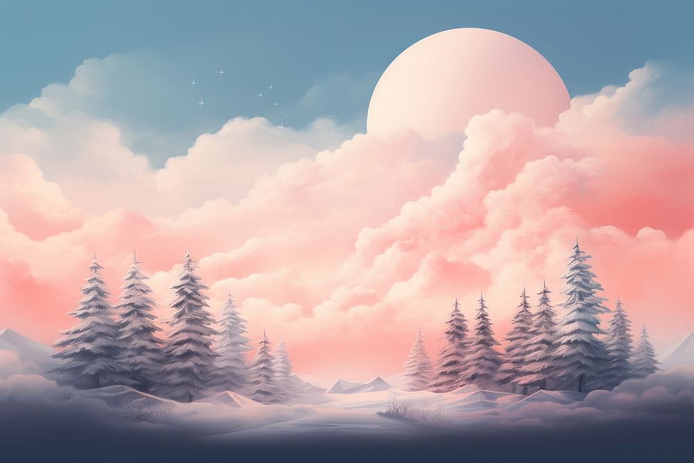  Snow pine trees background landscape outdoors nature. AI generated Image by rawpixel.