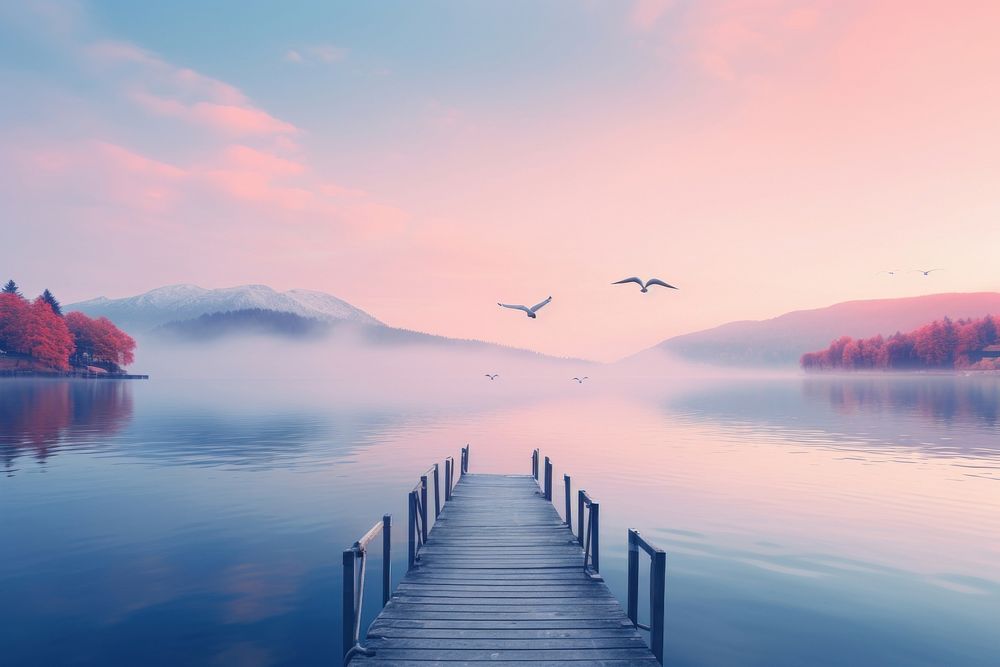  Peacful lake background landscape outdoors nature. AI generated Image by rawpixel.