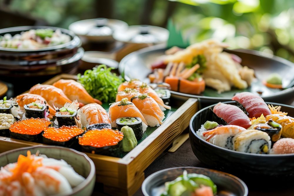 Japanese food set sushi plate meal.