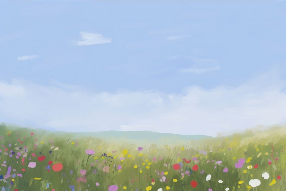  Field of wildflower backgrounds grassland landscape. AI generated Image by rawpixel.