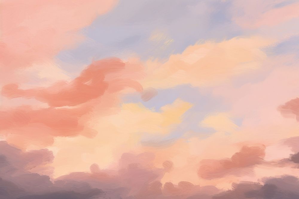  Sunset sky and cloudy backgrounds painting outdoors. 