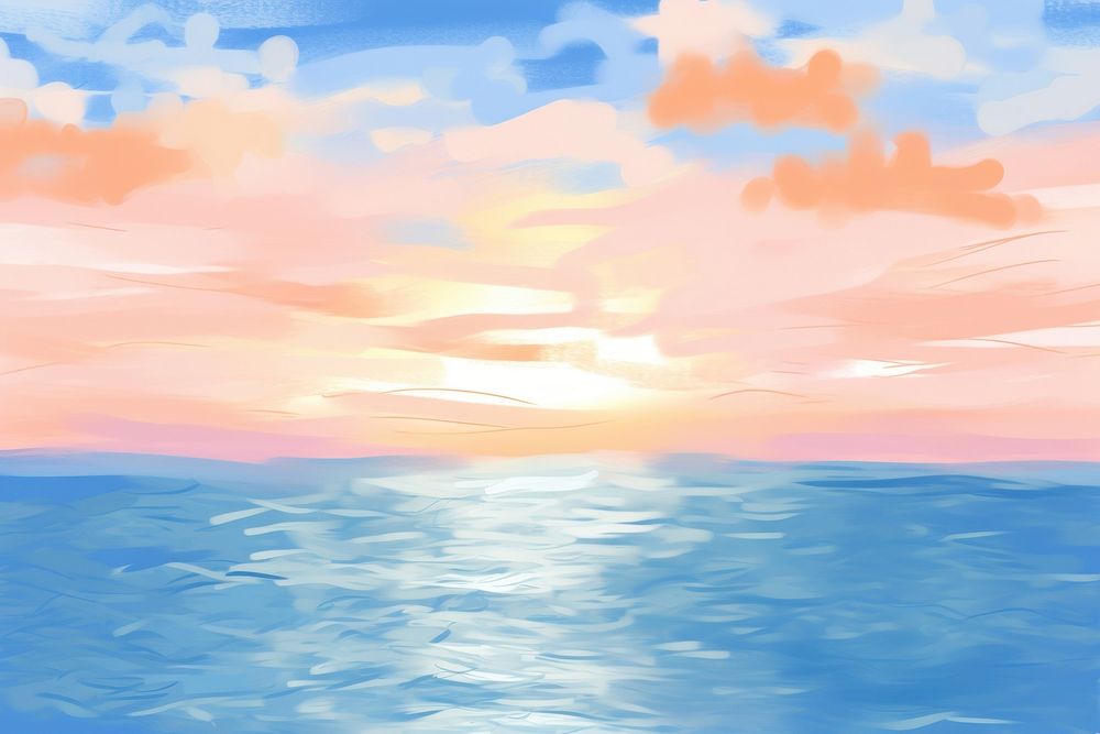  Sea sunlight backgrounds outdoors painting. AI generated Image by rawpixel.