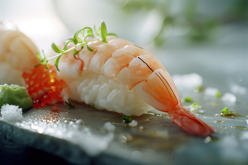 Japanese food set seafood shrimp animal.
