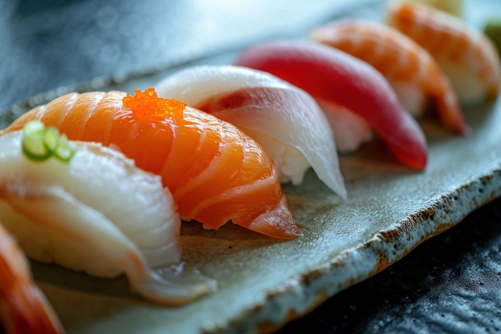 Japanese food set seafood salmon meal.
