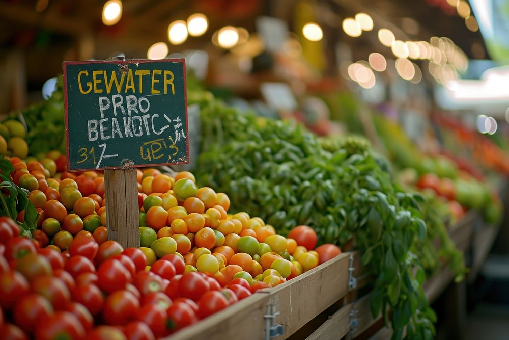 Farmers market text food greengrocer.