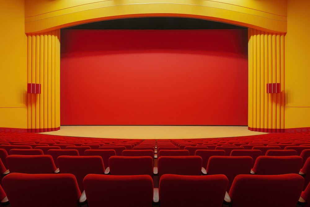 Movie theater auditorium stage chair.