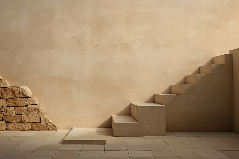 Stone wall texture architecture staircase simplicity.