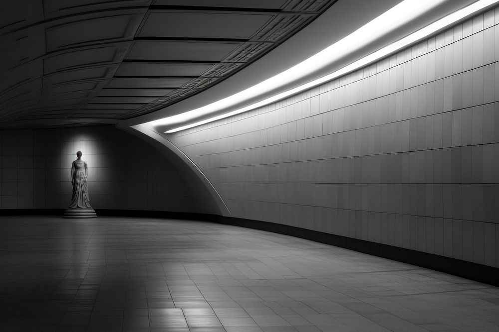 Subway station architecture corridor lighting.
