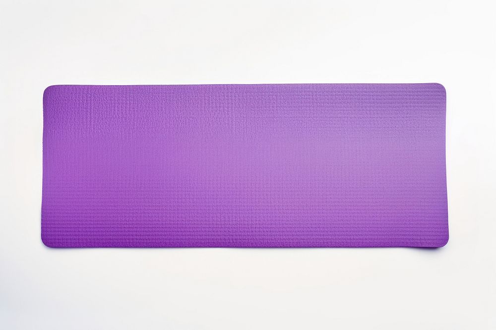 Yoga mat purple white background accessories.