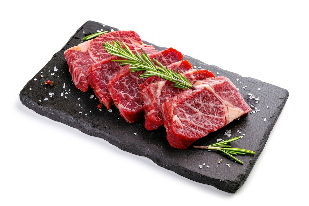 Premium Rare Slices sirloin Wagyu A5 beef on stone plate slice meat food.