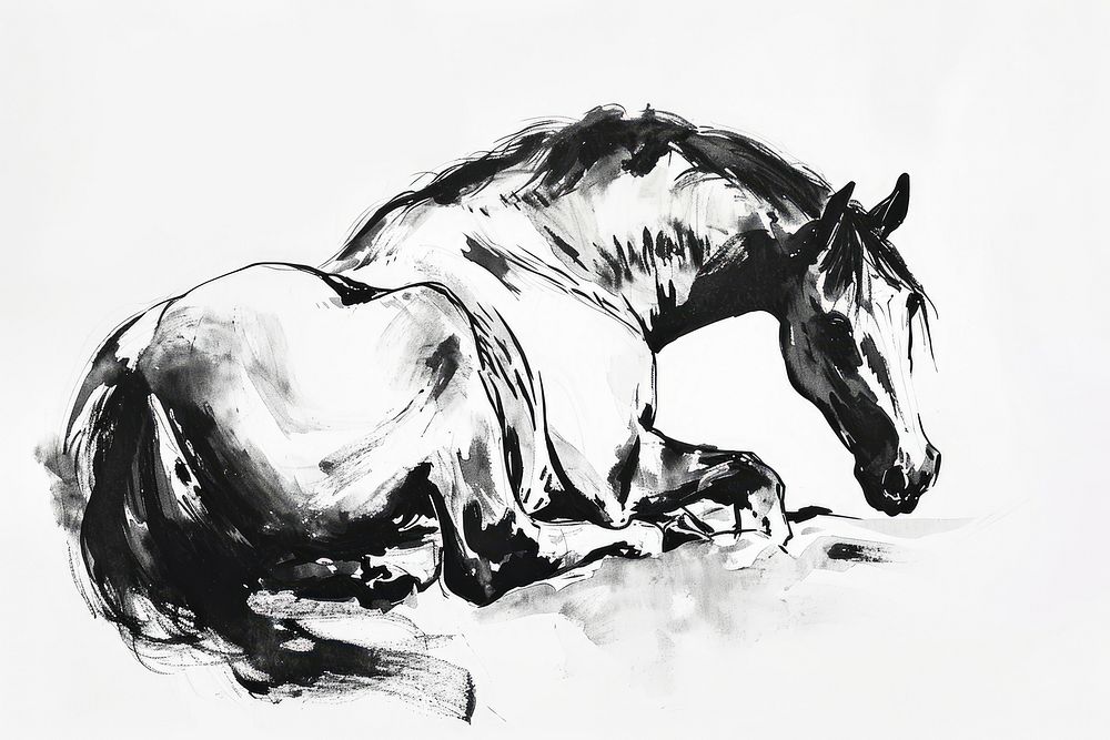 Horse drawing animal mammal.