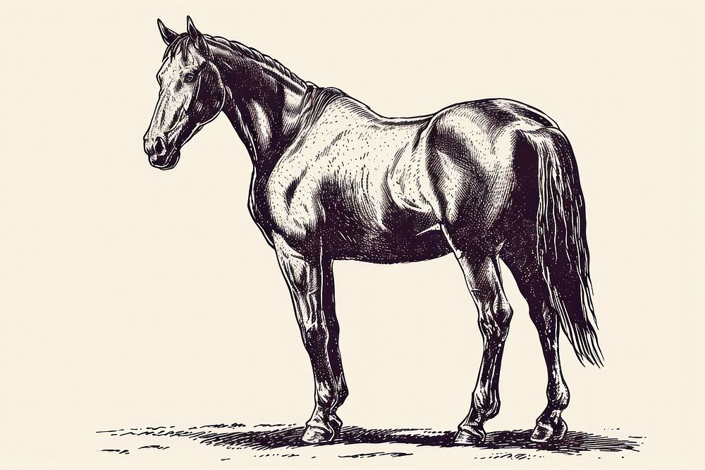 Horse drawing animal mammal.