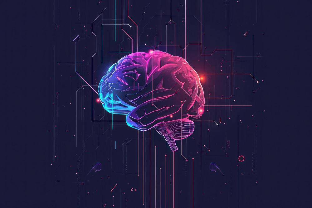 Artificial intelligence brain illuminated technology.