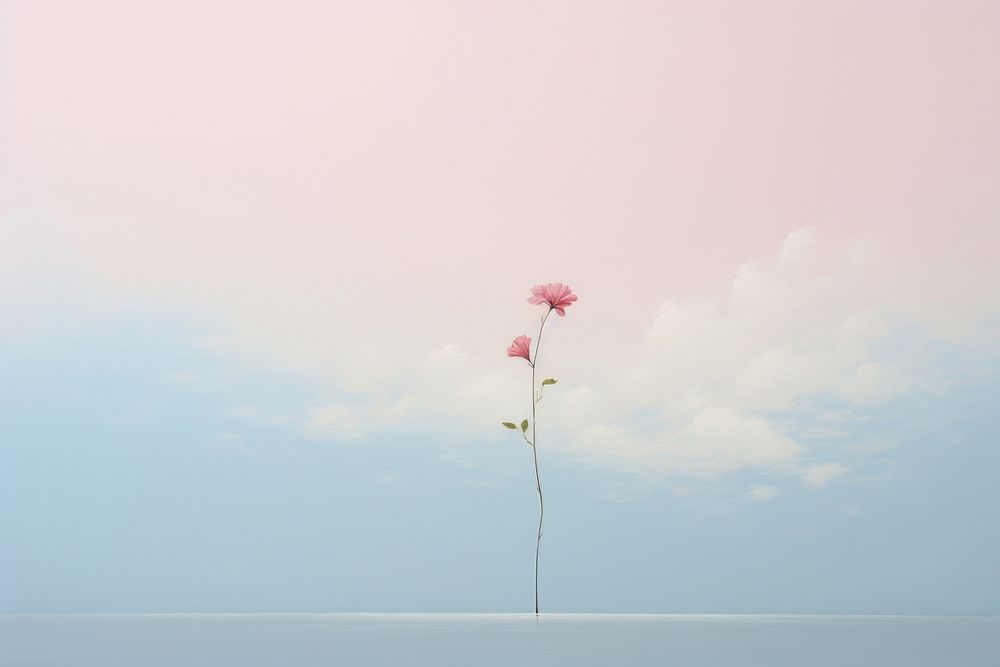  Flower in the air and pastel sky outdoors horizon nature. AI generated Image by rawpixel.