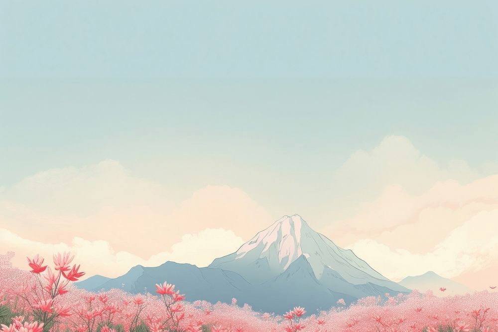  Aesthetic mountain flower landscape outdoors nature. AI generated Image by rawpixel.