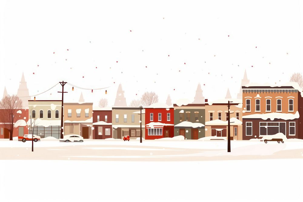 Snow town outdoors snowing. AI generated Image by rawpixel.
