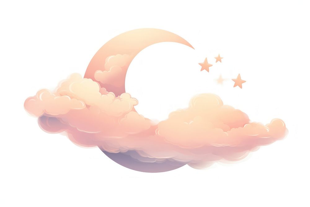 Romantic half moon on the clouds night sky tranquility. AI generated Image by rawpixel.