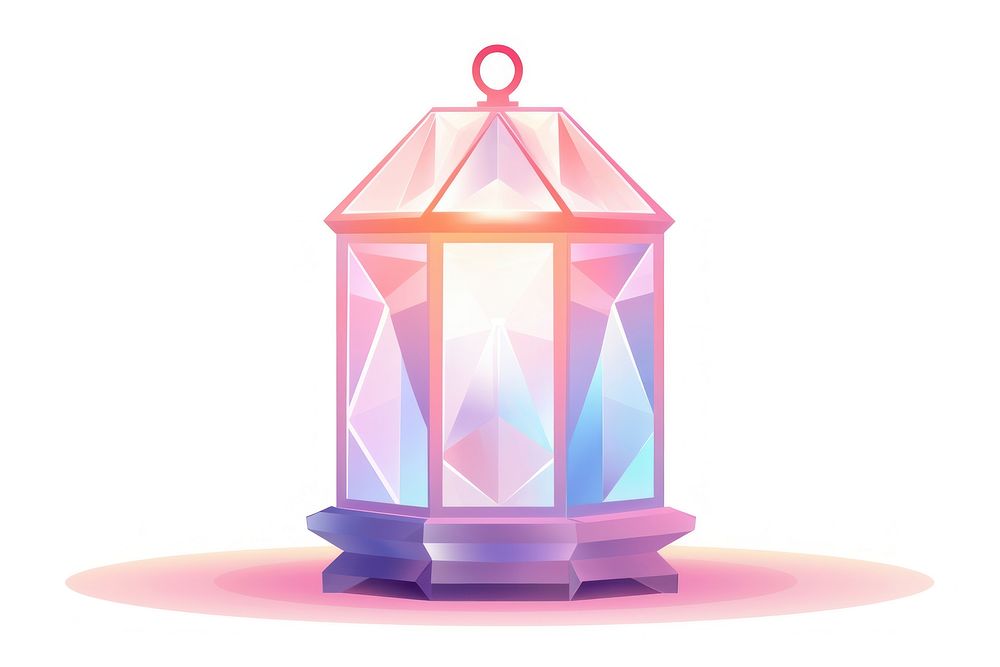 Crystal holographic lantern architecture illuminated decoration.