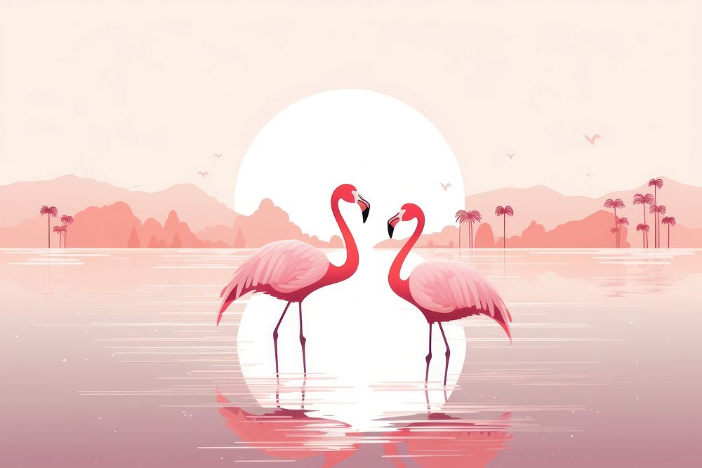 Flamingo animal bird lake. AI generated Image by rawpixel.