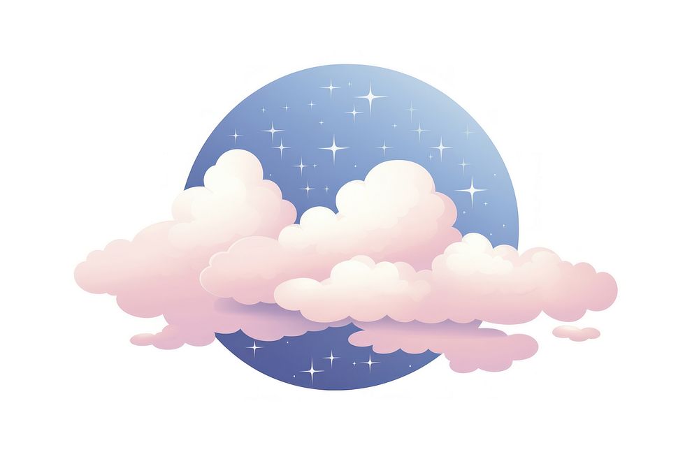Romantic half moon on the clouds nature space sky. AI generated Image by rawpixel.
