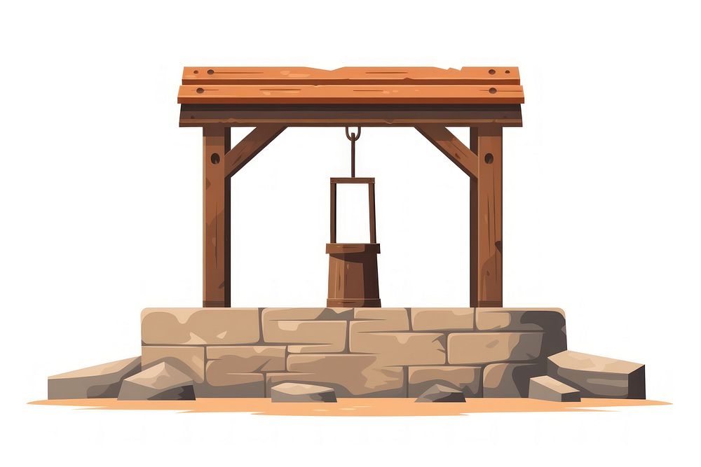 Rustic well architecture outdoors white background. AI generated Image by rawpixel.