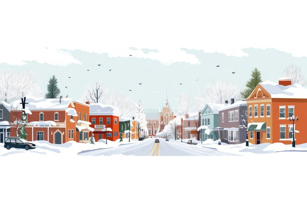 Town outdoors snowing street. AI generated Image by rawpixel.