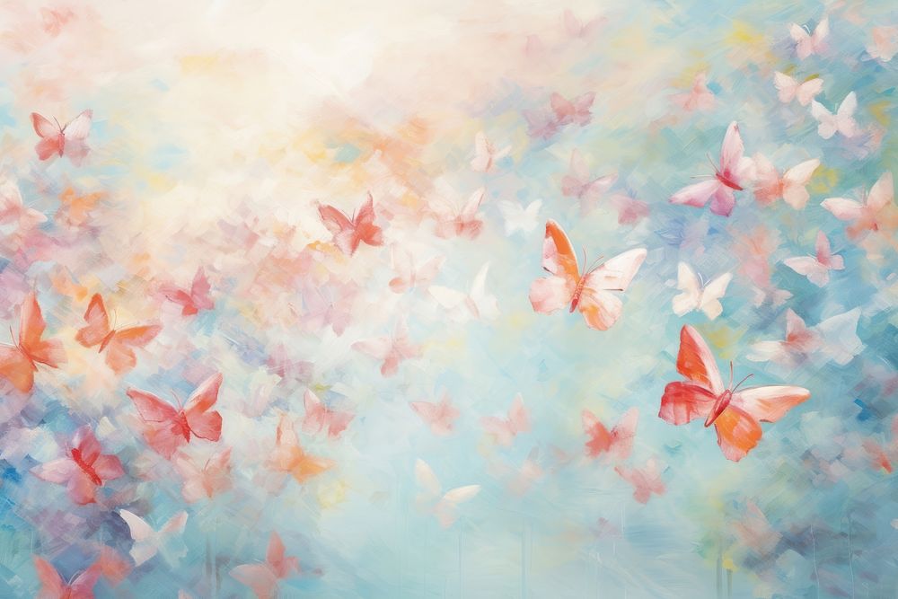  Painting of butterflies wallpaper backgrounds flower petal. AI generated Image by rawpixel.