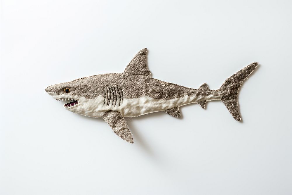 A shark in embroidery style animal fish wildlife.