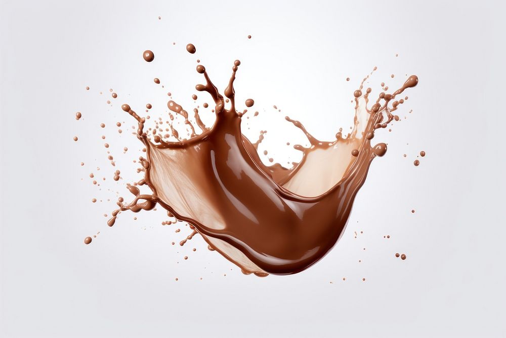 Chocolate Milk Splash white background refreshment splattered. AI generated Image by rawpixel.