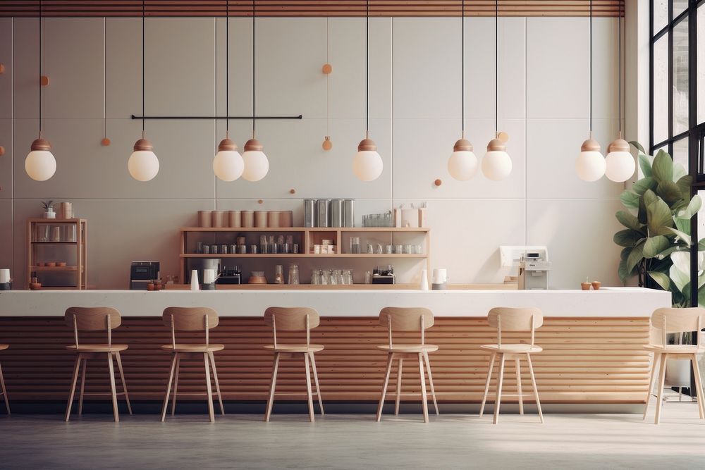 Coffee shop architecture restaurant cafeteria. AI generated Image by rawpixel.