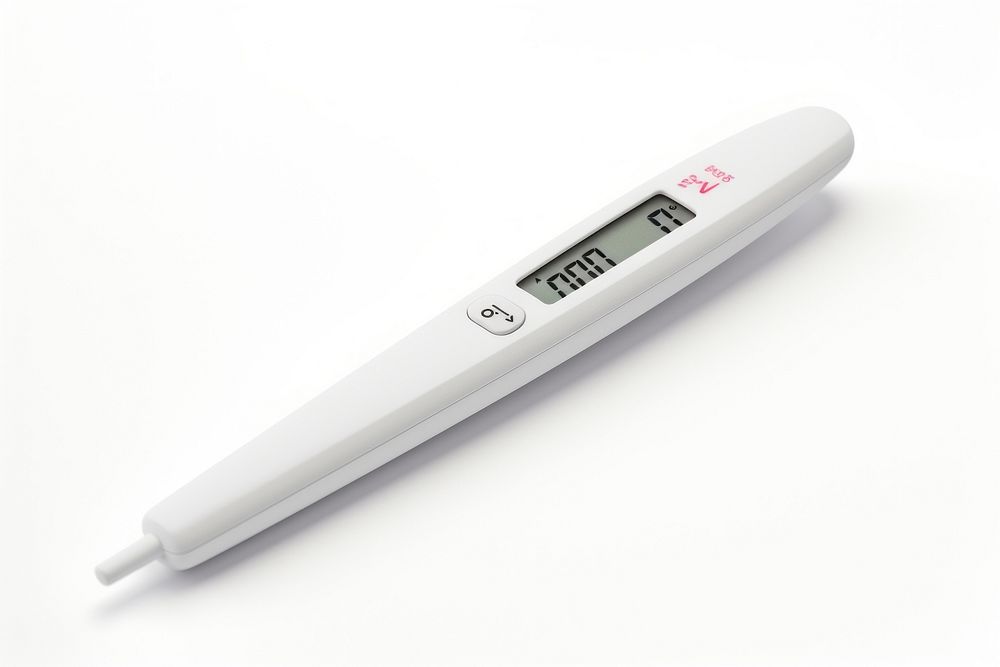 Digital thermometer white background temperature weaponry. AI generated Image by rawpixel.