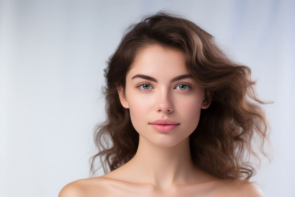Portrait beautiful young woman with clean fresh skin portrait adult photo. AI generated Image by rawpixel.