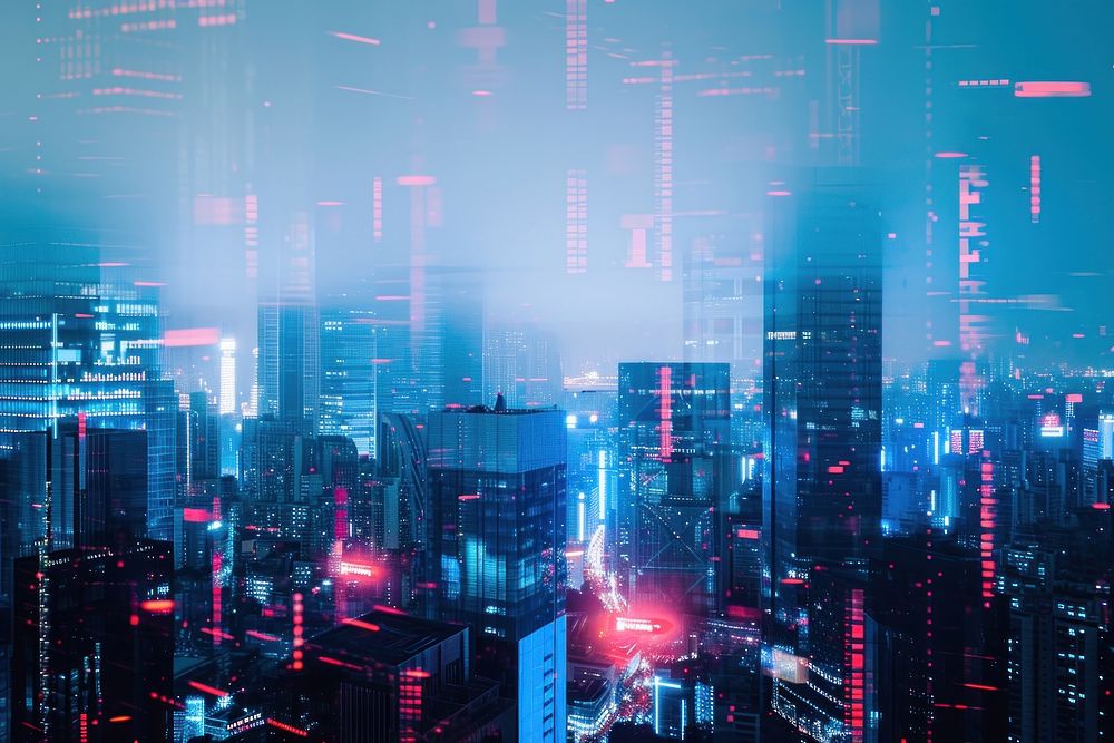 Artificial intelligence city architecture metropolis.