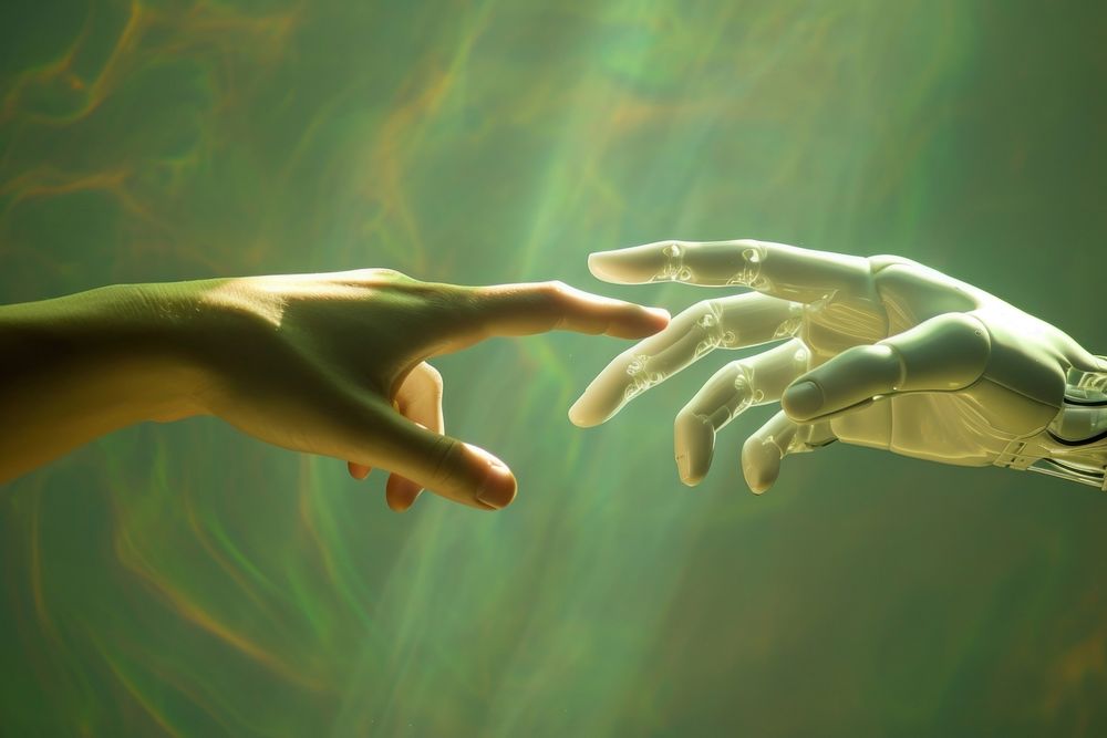 Artificial intelligence hand finger adult.