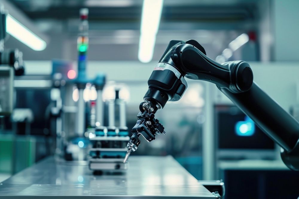 Artificial intelligence machine factory robot.