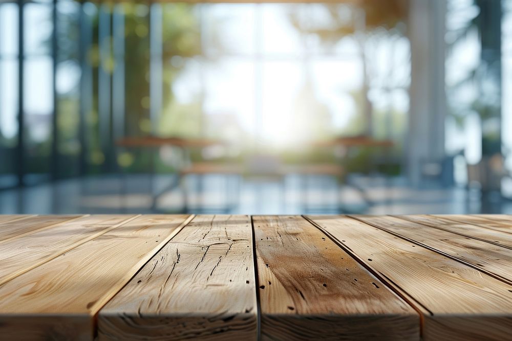 Empty wood table top backgrounds hardwood flooring.