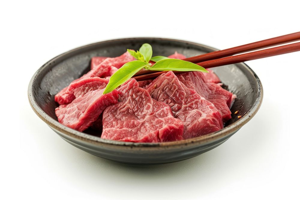 Japanese beef with chopstick chopsticks meat food.
