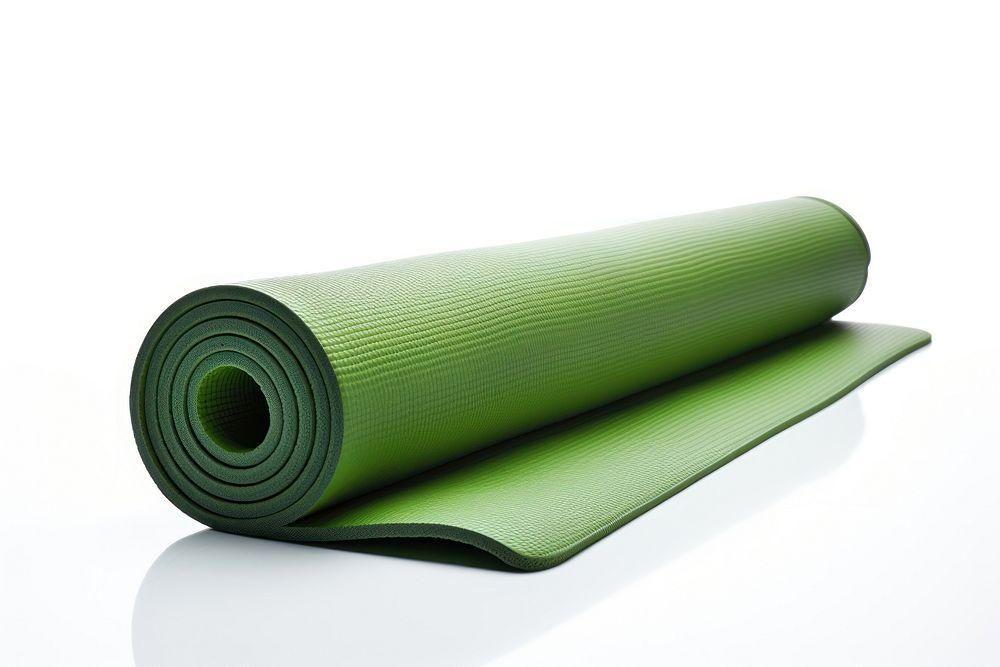 Rolled yoga mat white background proteales sports.