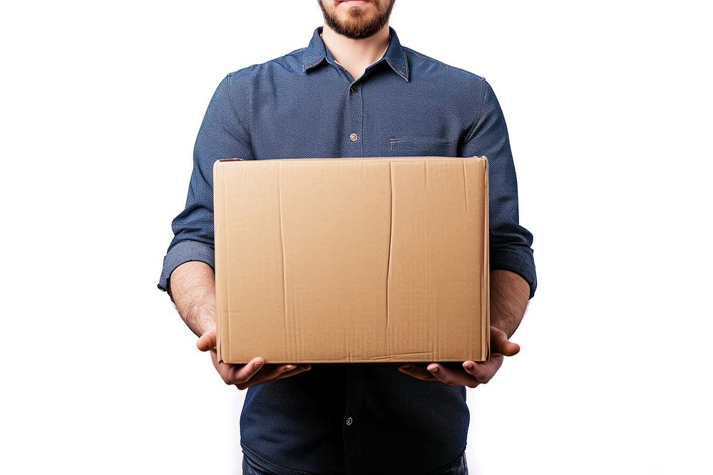 Employee man cardboard box adult.
