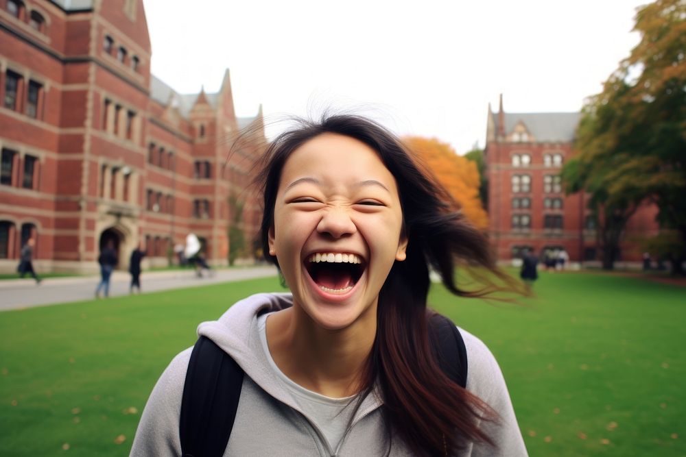 Student laughing adult happy.