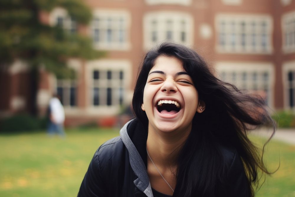 Student laughing adult happy.