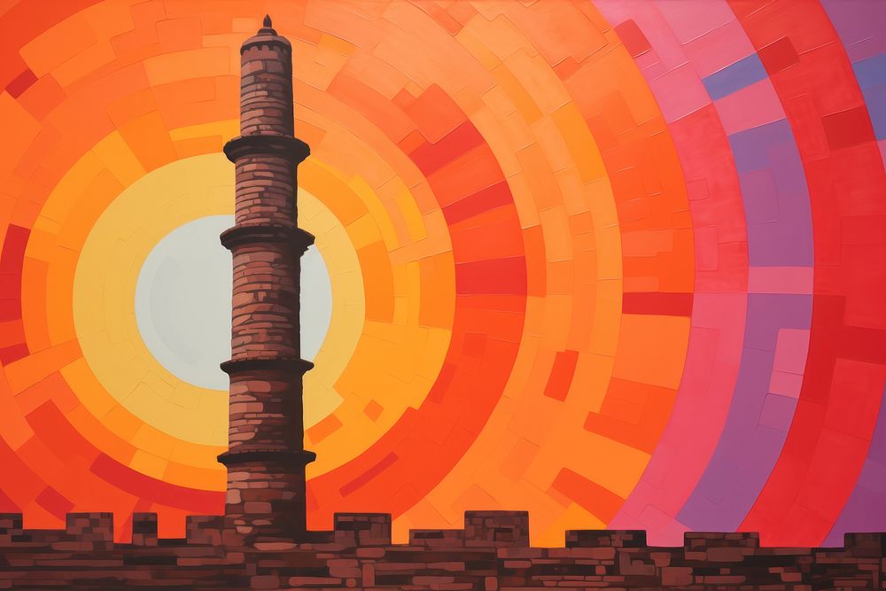 The Qutub Minar in New Dehli architecture lighthouse building.