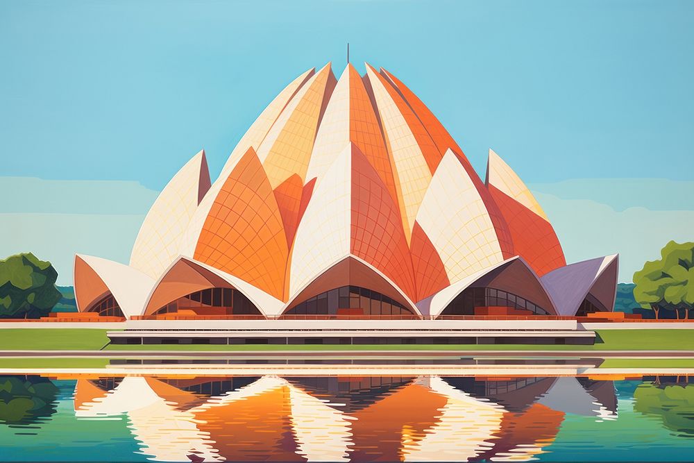 Lotus Temple in New Dehli architecture building landmark.