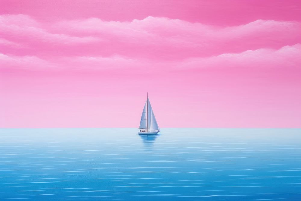 Sailing boat among calming sea sailboat outdoors horizon.