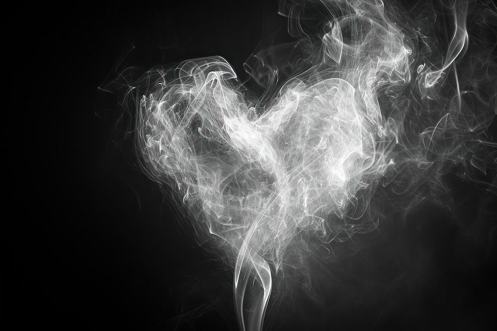 Smoke heart shape backgrounds black white.