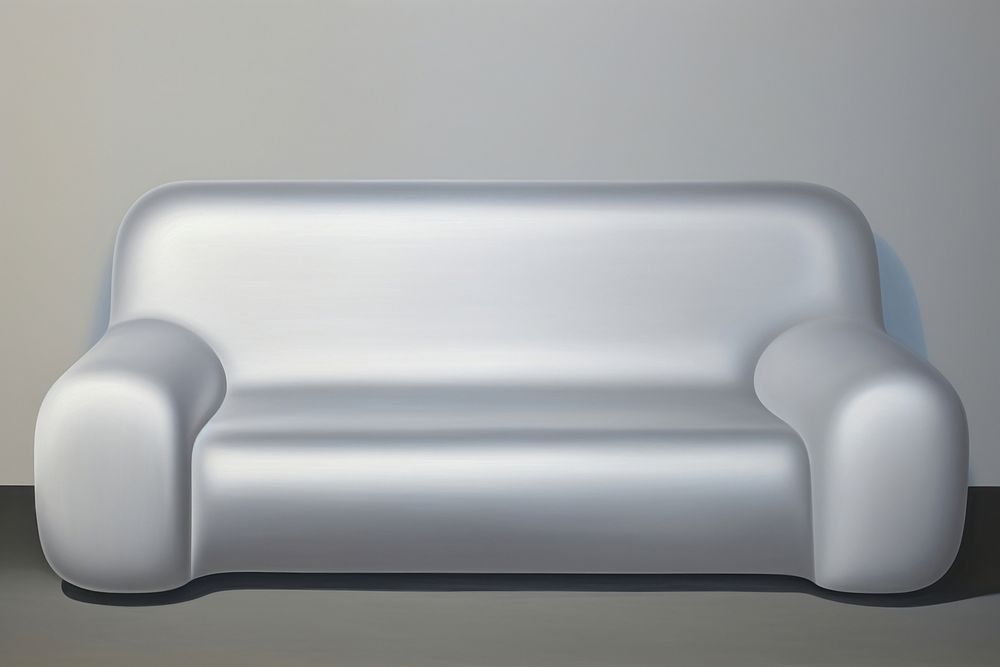 Surrealistic painting of sofa furniture simplicity relaxation.