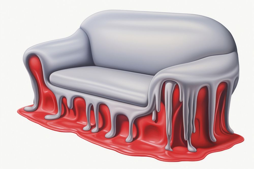 Surrealistic painting of sofa melting furniture chair loveseat.